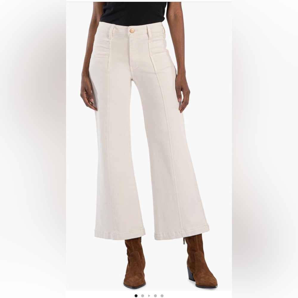 KUT from the Kloth Meg Seamed High Waist
Ankle Flare Jeans white cream‎ 14 NWT